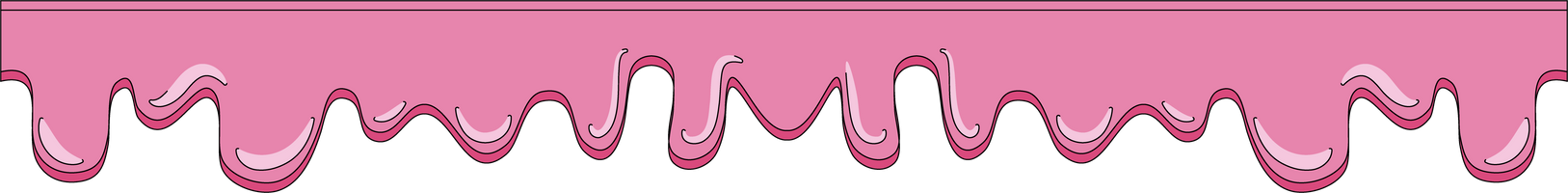 Pink Fudge Dripping Border, Sweet One Line Filled Art, Candy